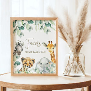 Little Wild One Safari Baby Shower Favors Sign