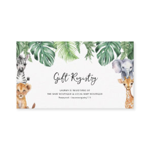 Little Wild One Safari Baby Shower Gift Registry Enclosure Card