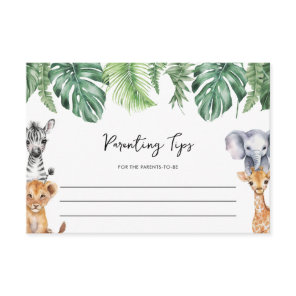 Little Wild One Safari Baby Shower Parenting Tips Enclosure Card