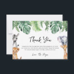 Little Wild One Safari Baby Shower Thank You Card<br><div class="desc">Show your appreciation with a "Little Wild One" safari baby shower thank you card. Featuring adorable safari animals like lions, giraffes, and elephants, this card captures the playful spirit of a jungle-themed celebration. The soft, earthy tones and whimsical design create a warm and charming feel, while the heartfelt message of...</div>