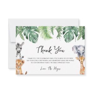 Little Wild One Safari Baby Shower Thank You Card