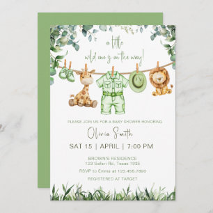 Little Wild One Safari Cute Animals Baby Shower  Invitation