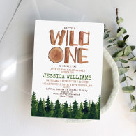 Little Wild One Watercolor Woodland Baby Shower  Invitation