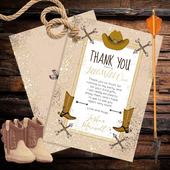 Little Wild One Western Arrows Birthday Party Thank You Card (Creator Uploaded)