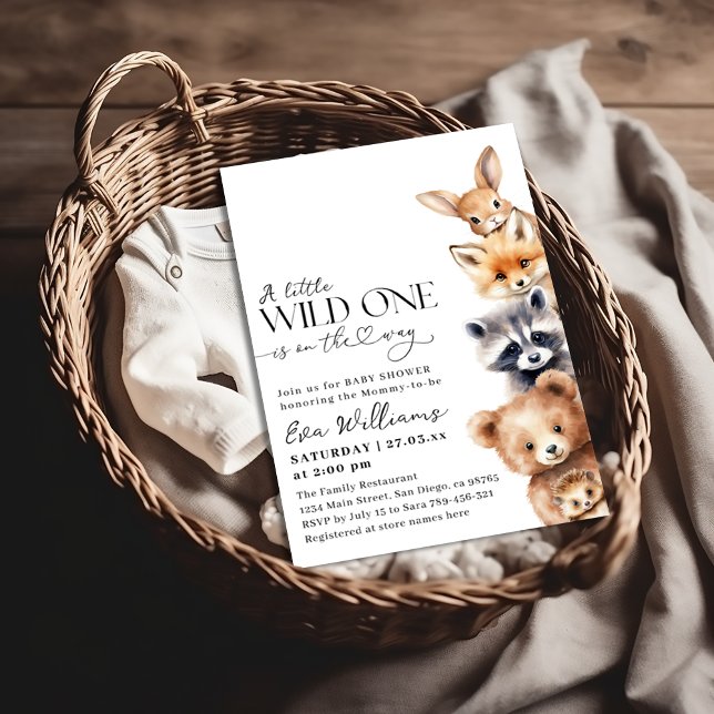 Little Wild One Woodland Animals Baby Shower Invitation (Creator Uploaded)