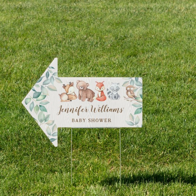 Little wild one woodland baby shower arrow sign (Insitu)