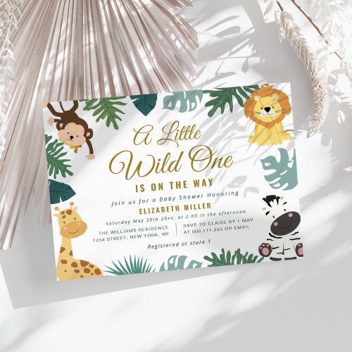 little wild one woodland baby shower invitation