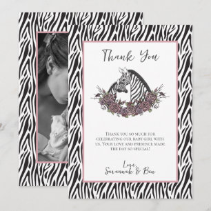 Little Wild One Zebra Safari Baby Shower Photo Thank You Card