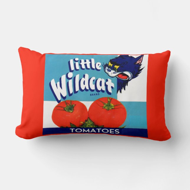 Little Wildcat tomatoes crate label Lumbar Pillow (Front)