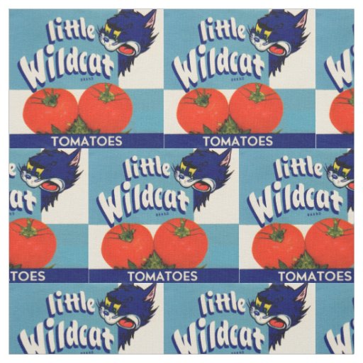 Little Wildcat tomatoes crate label print Fabric