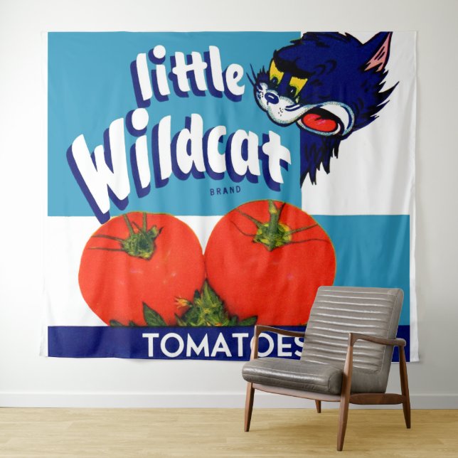 Little Wildcat tomatoes crate label print Tapestry (In Situ (Horizontal))