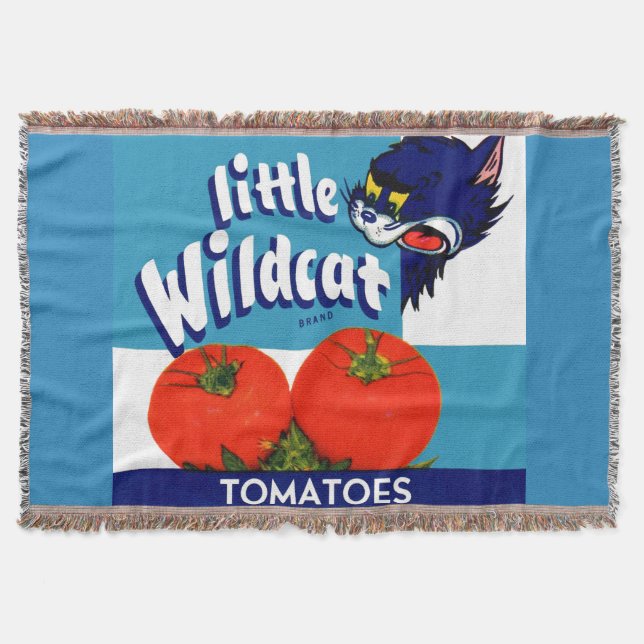 Little Wildcat tomatoes crate label print Throw Blanket (Front)