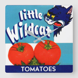 Little Wildcat tomatoes crate label Square Wall Clock