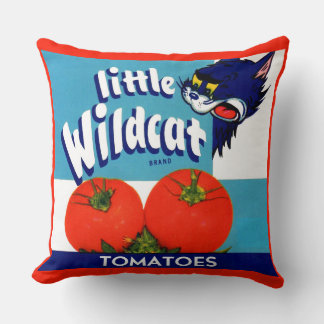 Little Wildcat tomatoes crate label Throw Pillow