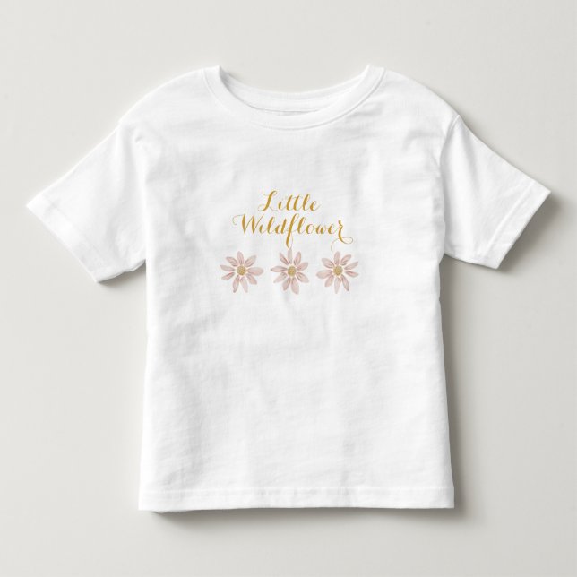Little Wildflower 1st Birthday, Boho Daisy Toddler T-shirt (Front)