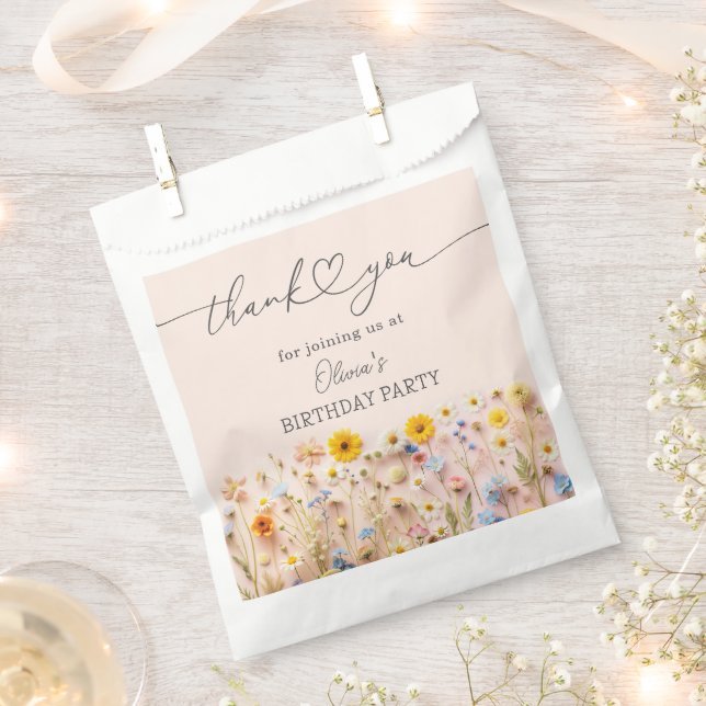 Little Wildflower 1st Birthday  Favor Bag (Clipped)