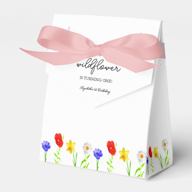 Little Wildflower 1st Birthday Favor Boxes (Front Side)