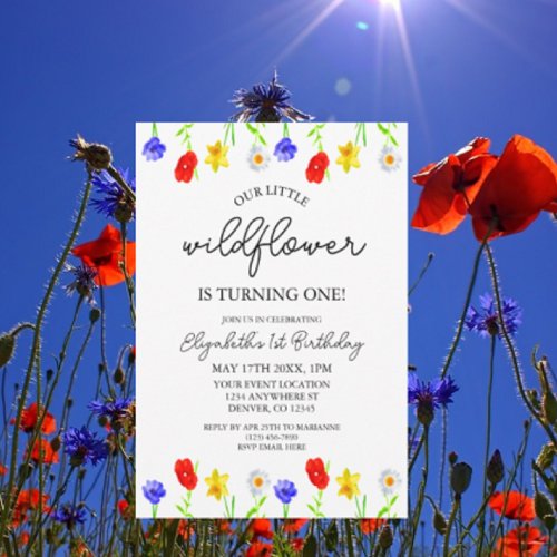 Little Wildflower 1st Birthday Invitation