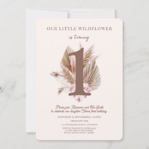 Little Wildflower 1st Birthday Invitation boho