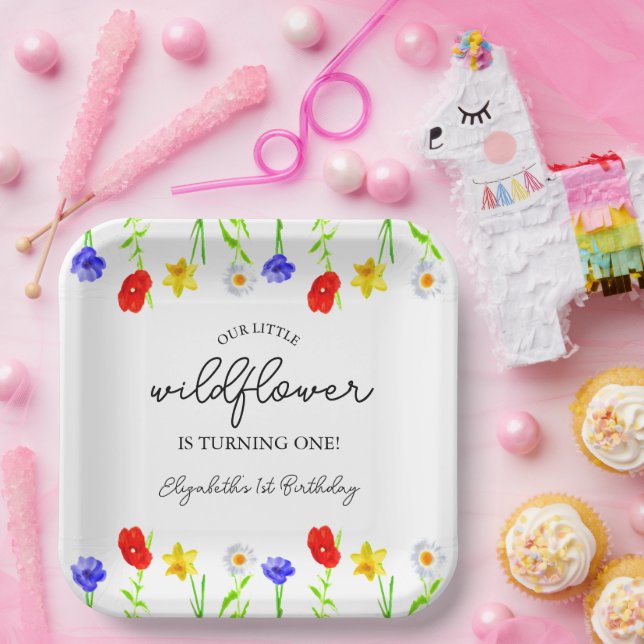 Little Wildflower 1st Birthday Paper Plates (Party)
