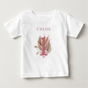 Little Wildflower 1st Birthday Pink Baby T-Shirt
