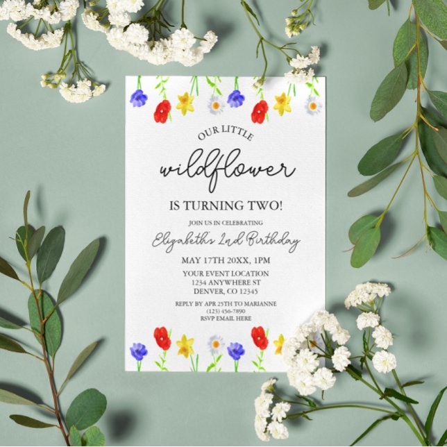 Little Wildflower 2nd Birthday Invitation (Creator Uploaded)