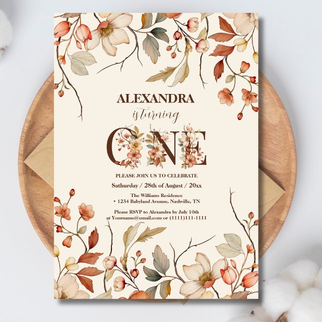 Little Wildflower Aesthetic Girl's 1st Birthday Invitation (Creator Uploaded)