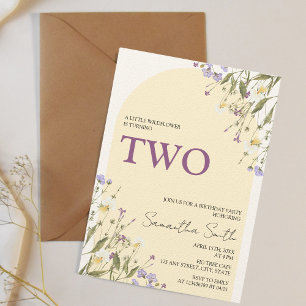 Little Wildflower Aesthetic Girl's 2nd Birthday Invitation