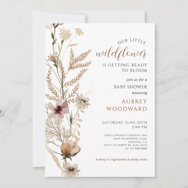 Little Wildflower Baby Baby Shower Invitation (Front)