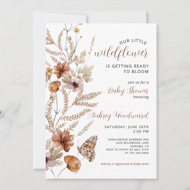 Little Wildflower Baby Bloom Baby Shower  Invitation (Front)