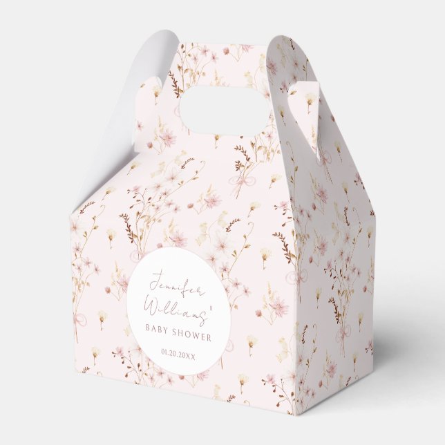 Little wildflower baby girl shower candy favor box (Front Side)