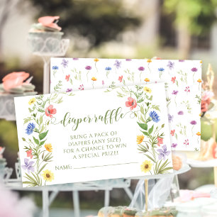 Little wildflower baby girl shower diaper raffle enclosure card
