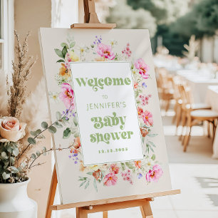 Little wildflower baby girl shower welcome foam board