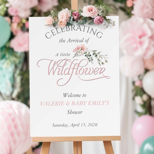 Little Wildflower Baby Girl Shower Welcome Sign