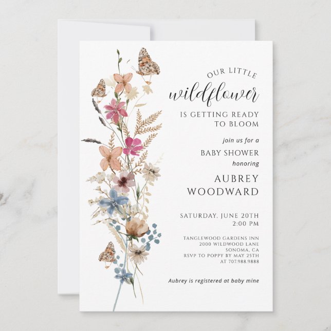Little Wildflower Baby In Bloom Baby Shower Invitation (Front)