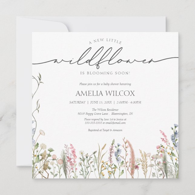 Little Wildflower Baby in Bloom Baby Shower Invitation (Front)