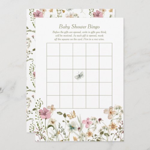 Little WildFlower Baby Shower Bingo Game Card