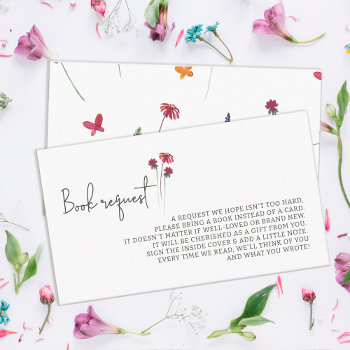 Little Wildflower Baby Shower Book Request Enclosure Card by Invitationboutique at Zazzle