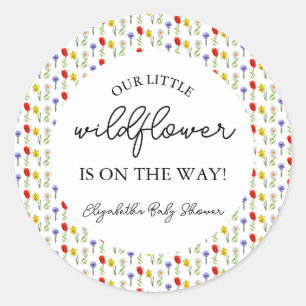 Little Wildflower Baby Shower Classic Round Sticker