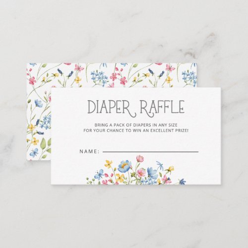 Little Wildflower Baby Shower Diaper Raffle Enclosure Card