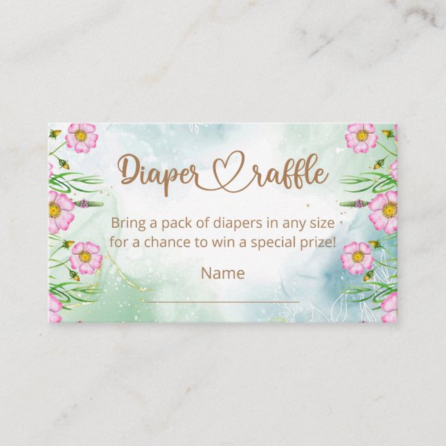 Little Wildflower Baby Shower Diaper Raffle  Enclosure Card (Front)