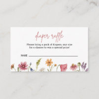 Little Wildflower Baby Shower Diaper Raffle Ticket Enclosure Card