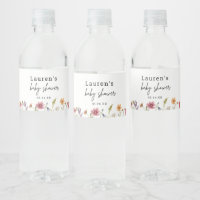 Little Wildflower Baby Shower Favors Water Bottle Label