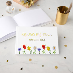 Little Wildflower Baby Shower Foil Guest Book