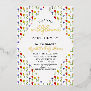 Little Wildflower Baby Shower Foil Invitation