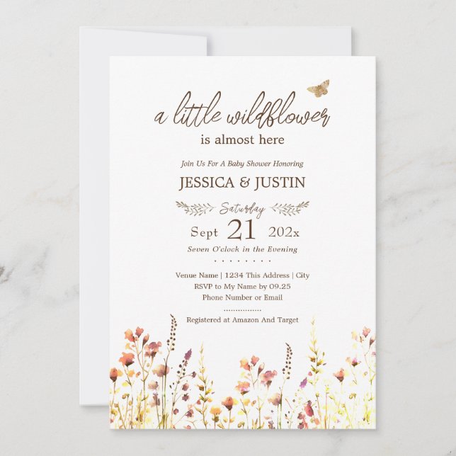 Little Wildflower Baby Shower Invitation (Front)
