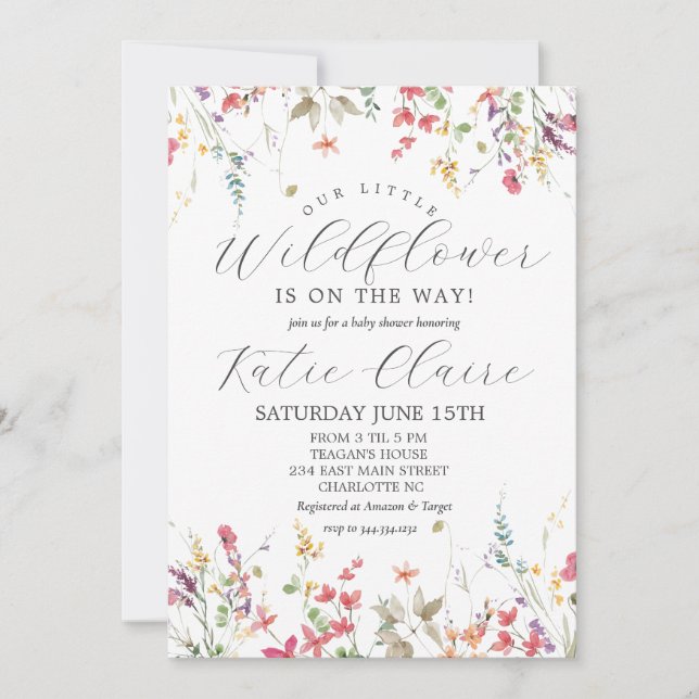 Little Wildflower Baby Shower Invitation,  Invitation (Front)