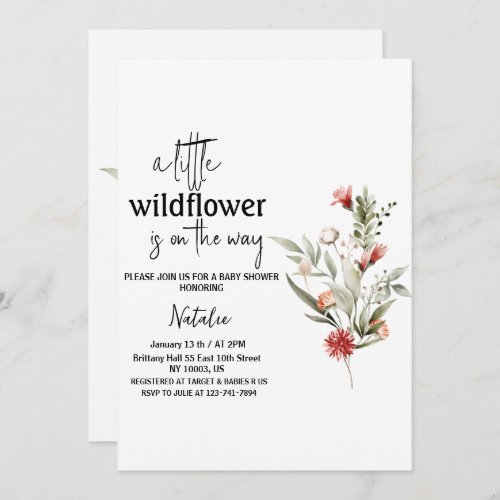 little wildflower baby shower invitations