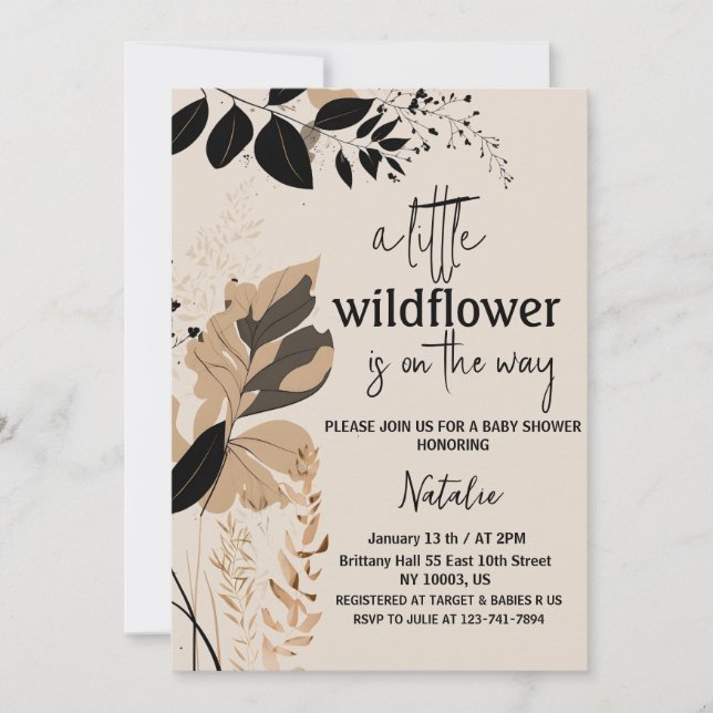 little wildflower baby shower invitations (Front)