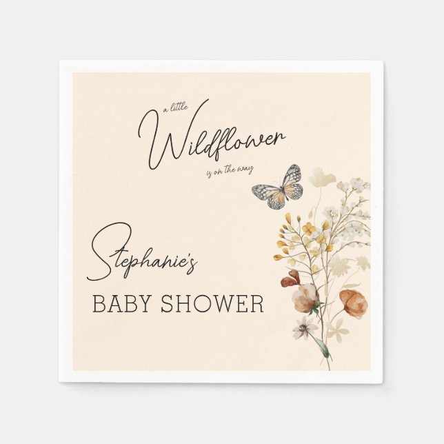 Little Wildflower Baby Shower Napkins (Front)